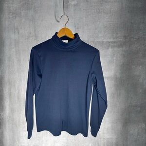 VTG L.L. BEAN women’s Navy Blue Turtleneck Long Sleeve Top size M CabinCore